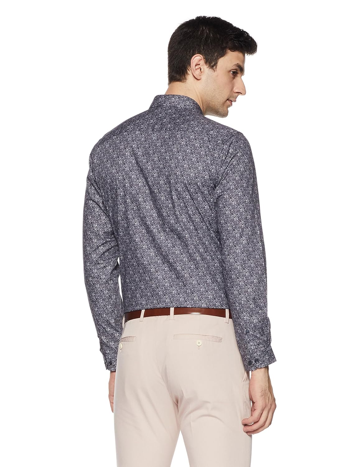 peter england men's printed slim fit formal shirt