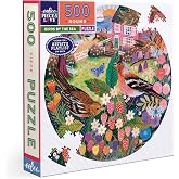 eeBoo Birds By the Sea 500 Piece Round Jigsaw Puzzle, 23" Diameter | Double coated, sturdy &amp; dust free pieces with a satisfying snap. Includes full color reference insert. Vibrant, original art