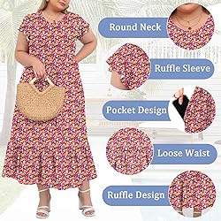 Moon Wood Women's 2025 Plus Size Casual Dress Crew