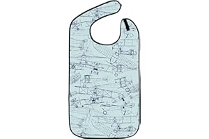 Classic Bib Designs Adult Bibs for Eating: Reusable with Crumb Catcher Pocket - For Men and Women