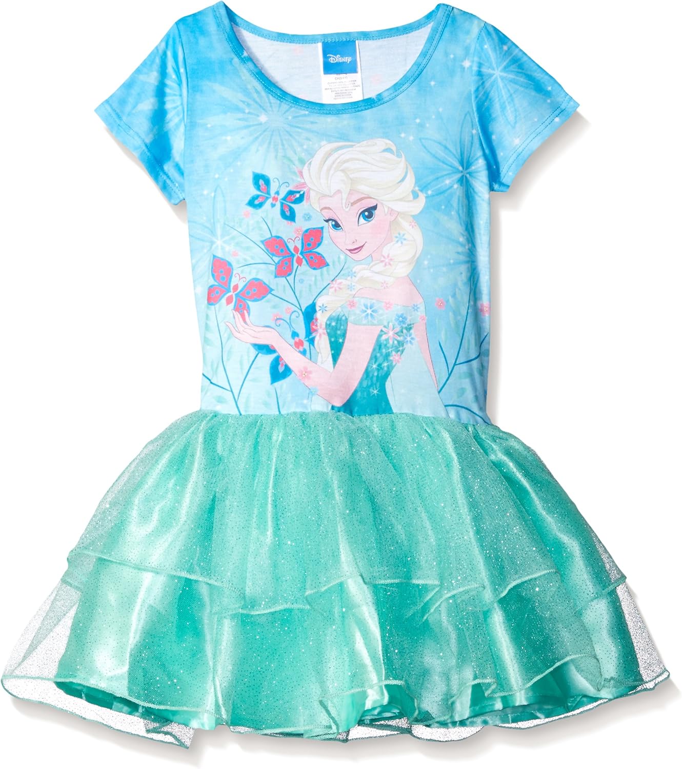 Disney Little Girls' Frozen Elsa Tutu Dress, Bleached Teal