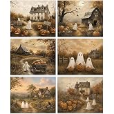 Emotional Uplifting 6pcs Vintage Ghost Poster 8x10 inch, Vintage Halloween Decor Indoor, Halloween Pictures, Ghost Picture