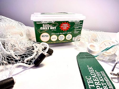 FITEC Super Spreader Nylon Fishing Cast Net, 1/4-Inch X 3-Feet in