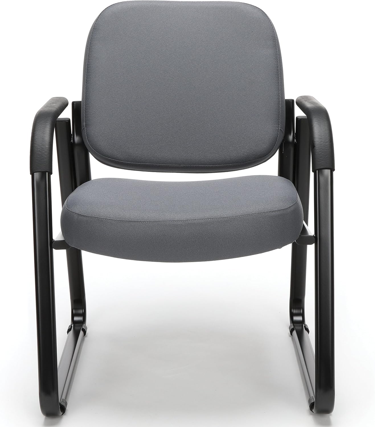 OFM Core Collection Vinyl Guest and Reception Chair with Arms and Extra Thick Cushion, in Charcoal: Furniture & Decor