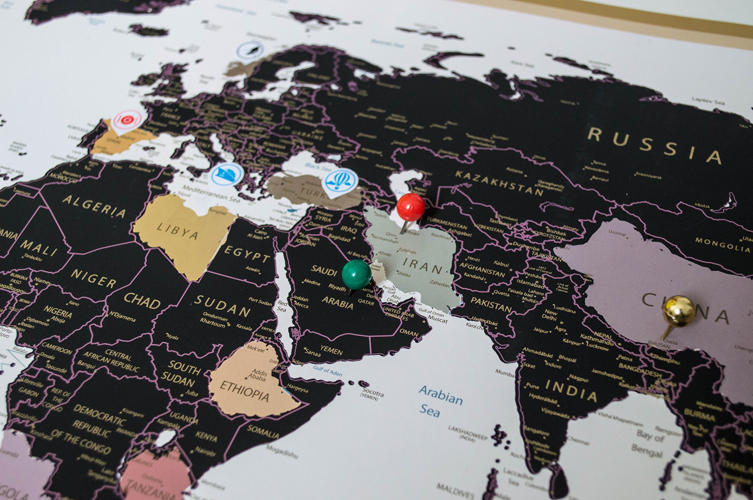 Scratch Off World Map Complete Set with US States and Country Flags, Best Travel Poster gift, Perfect Travelers Wall Decal, Professionally Designed Detailed Cartography (33.15 x 22.84inches A1 Frame)