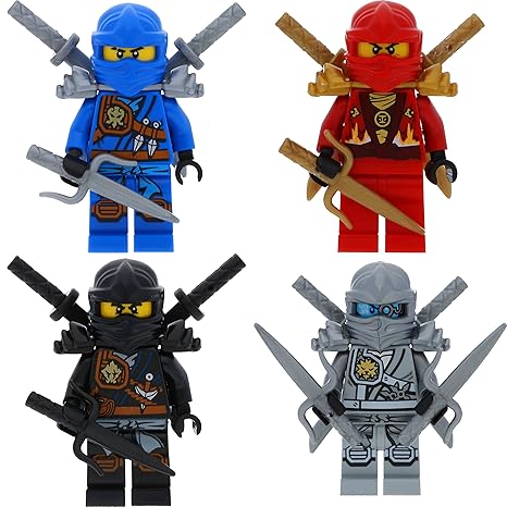 Ninjago Lego 4er Figurenset Ultimate 11 - Cole Zane Titanium Kai Jay mit 13 GALAXYARMS Waffen Schwerter