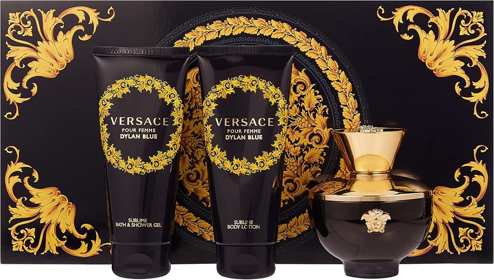 Versace Dylan Blue Femme EDP 100ml Set with Shower Gel, Body Lotion & Bag