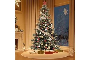 6.5 ft Pre-lit Artificial Christmas Tree,Spruce Prelit Christmas Trees for Home,Office,Party Thickened PE&PVC Branch Tips & U