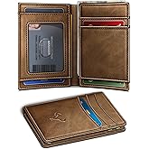 BULLIANT Slim Wallet For Men 12Cards,Magnetic Flip Build-in Money Clip Airtag Compatible-RFID Blocking