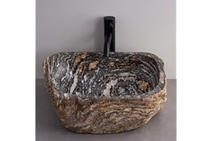 MIDUSO 209 - Handcrafted Irregular River Stone Vessel Sink; Real Stone Sink; Unique Vessel Sink - Choose Your Design Under 'Color' Options