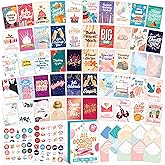 Decorably 50 Pack Gold Foiled & Glittery 5x7in All Occasion Cards Assortment Box with Envelopes & Stickers, 50 Unique Designs for Friends, Family and Loved Ones with Printed Message - Gifting, Mailing