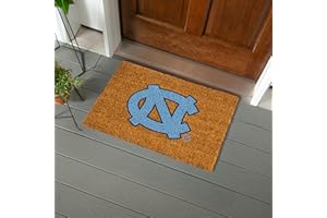Team Sports America NCAA University of North Carolina Natural Coir Doormat | Official Full Color Team Logo | 28 x 16 Inches | Non Slip Back | Front Door Welcome Floor Mat | Indoor Outdoor Entrance Rug