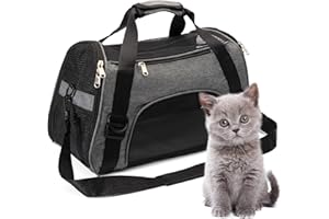 2 BROTHERS WHOLESALE Premium Small Cat Carrier for Small Cats Under 15 lbs - Soft Cat Carrier for Comfort - Airline Approved Kitten Carrier - Lightweight and Durable - Cat Travel Carrier by 2 Brothers - Small Grey