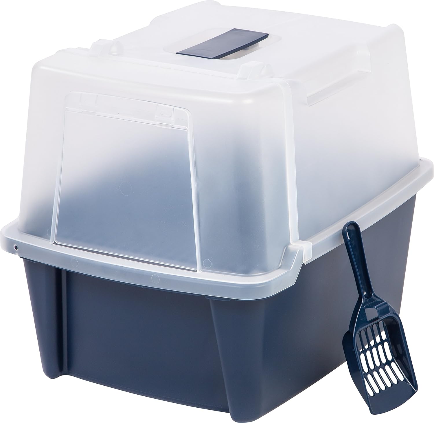 IRIS USA Large Split-Hood Litter Box with Scoop and Grate, Blue CLH-15S: Pet Supplies