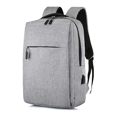 Laptop Backpack, Slim Computer School Bag, Business Case with USB Charging Port, Fits 15.6 Inch Laptop Bookbag Gray Travel Backpack, for Men Women