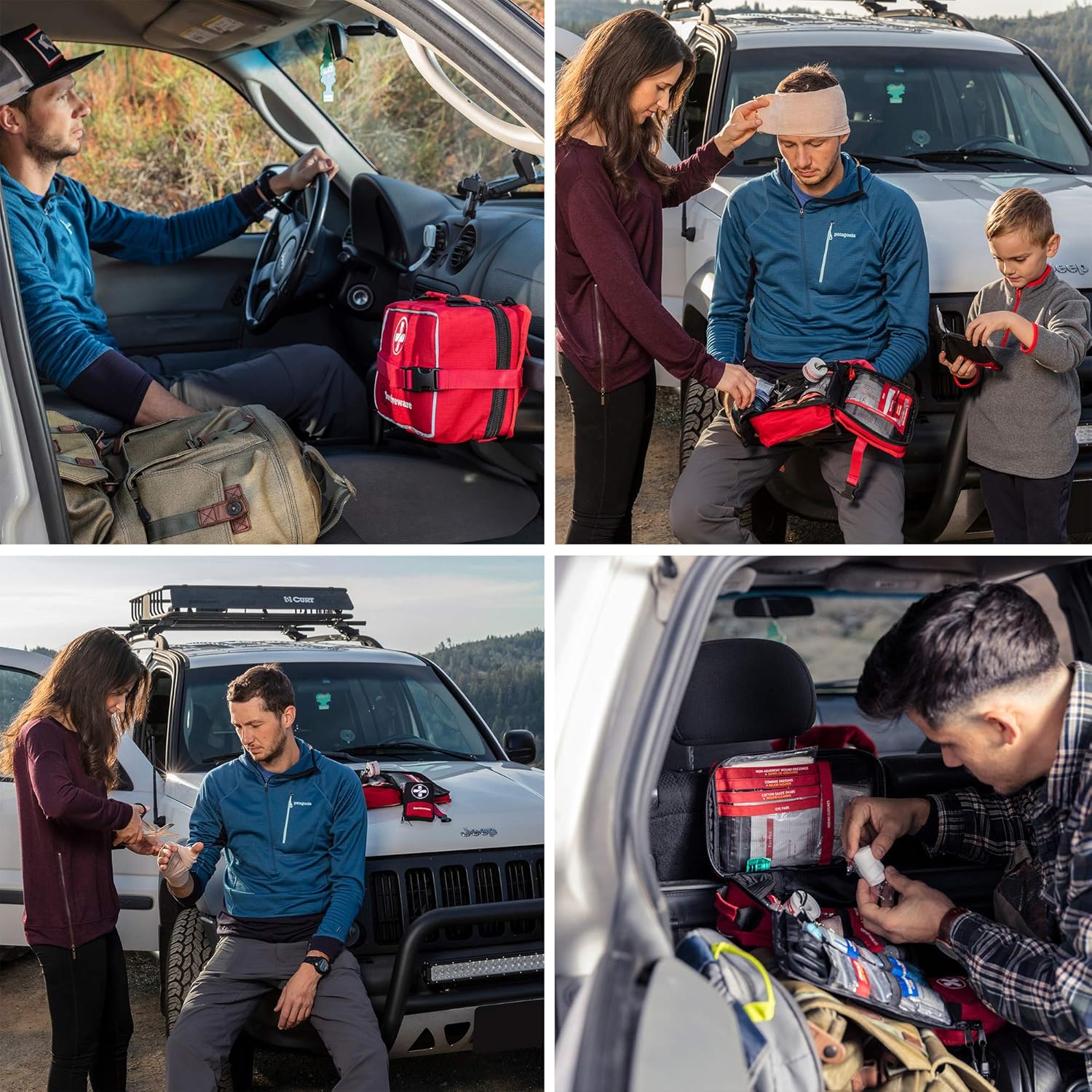 Surviveware Large First Aid Kit & Added Mini Kit for Trucks, Car, Camping and Outdoor Preparedness: Health & Personal Care