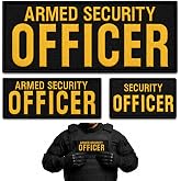 Bluyellow Armed Security Officer Yellow Hook and Loop Tactical Patch | embroidered patches 10x4 inches for duty vest, jacket, uniform, cap, guard gear