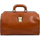 Leather Doctor Bag Medical Satchel Unisex Brown - Time Resistance