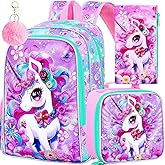 TXHVO 16" Backpack for Girls Boys 4-8, 3Pcs Kids Bookbag Set with Lunch Box, School Bag for Preschool Kindergarten