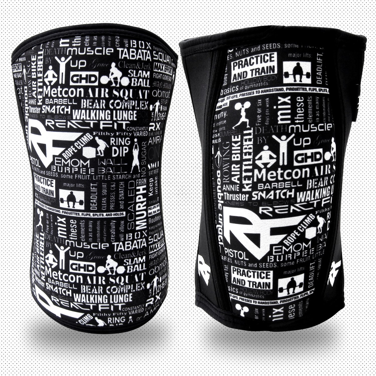 REACT FIT Knee Sleeves (1 Pair) Support & Compression for Weightlifting, Powerlifting & Crossfit - 5mm SBR Neoprene Sleeve for The Best Squats - Unisex Compression Brace Wrap (Extra Large, Inspire)