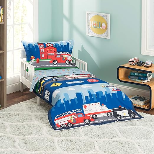 Amazon Com Everyday Kids 4 Piece Toddler Bedding Set Fire And