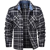 MAGCOMSEN Men's Flannel Shirts Cotton Long Sleeve Plaid Shirt Casual Fashion Button Up Shirts Jackets with 2 Pockets