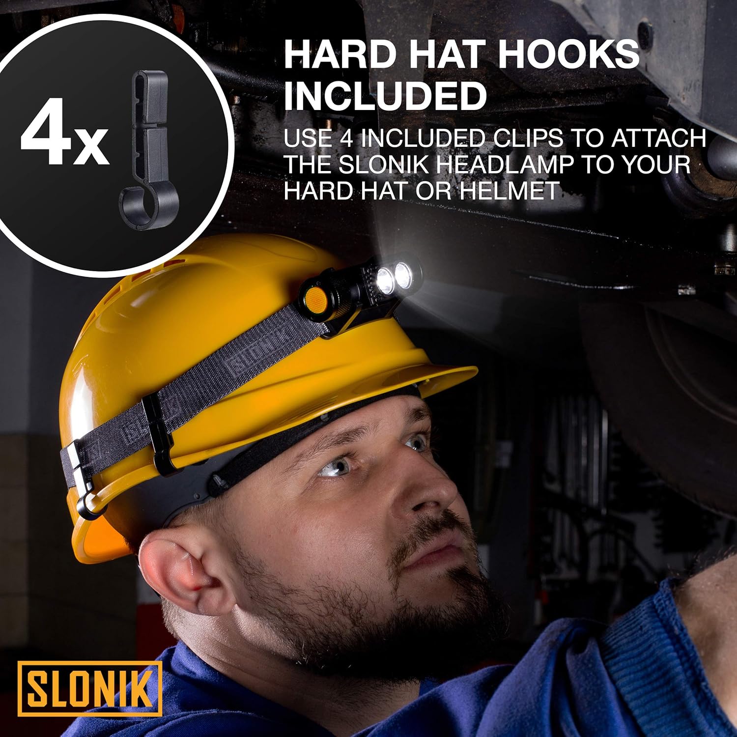SLONIK 1000 Lumen Rechargeable 2x CREE LED Headlamp w/ 2200 mAh Battery - Lightweight, Durable, Waterproof and Dustproof Headlight - Xtreme Bright 600 ft Beam - Camping and Hiking Gear - - 