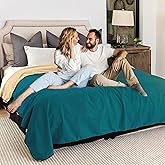 Waterproof Blanket Large – Soft and Cozy Leakproof Waterproof Throw Blanket Against Accidents, Water Proof & Stain Resistant Easy to Clean Throw Blanket Cover, Reversible Blue/Beige 80”x90”