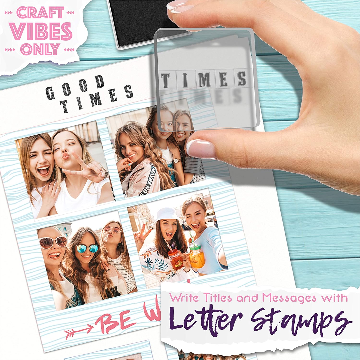 Good Vibes Journal DIY Set by Craft Vibes Only – Personalized Diary - Custom Journals for Girls - Creative Writing Journal Scrapbook Kit - Customize Your Journal Notebook - Pen Included! - Ages 8 & Up: Home & Kitchen