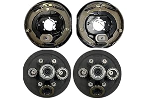 eCustomhitch Electric Trailer Brake Backing Plates 12 inch LH RH w/2 Hub Drum Kits (6 on 5.5)