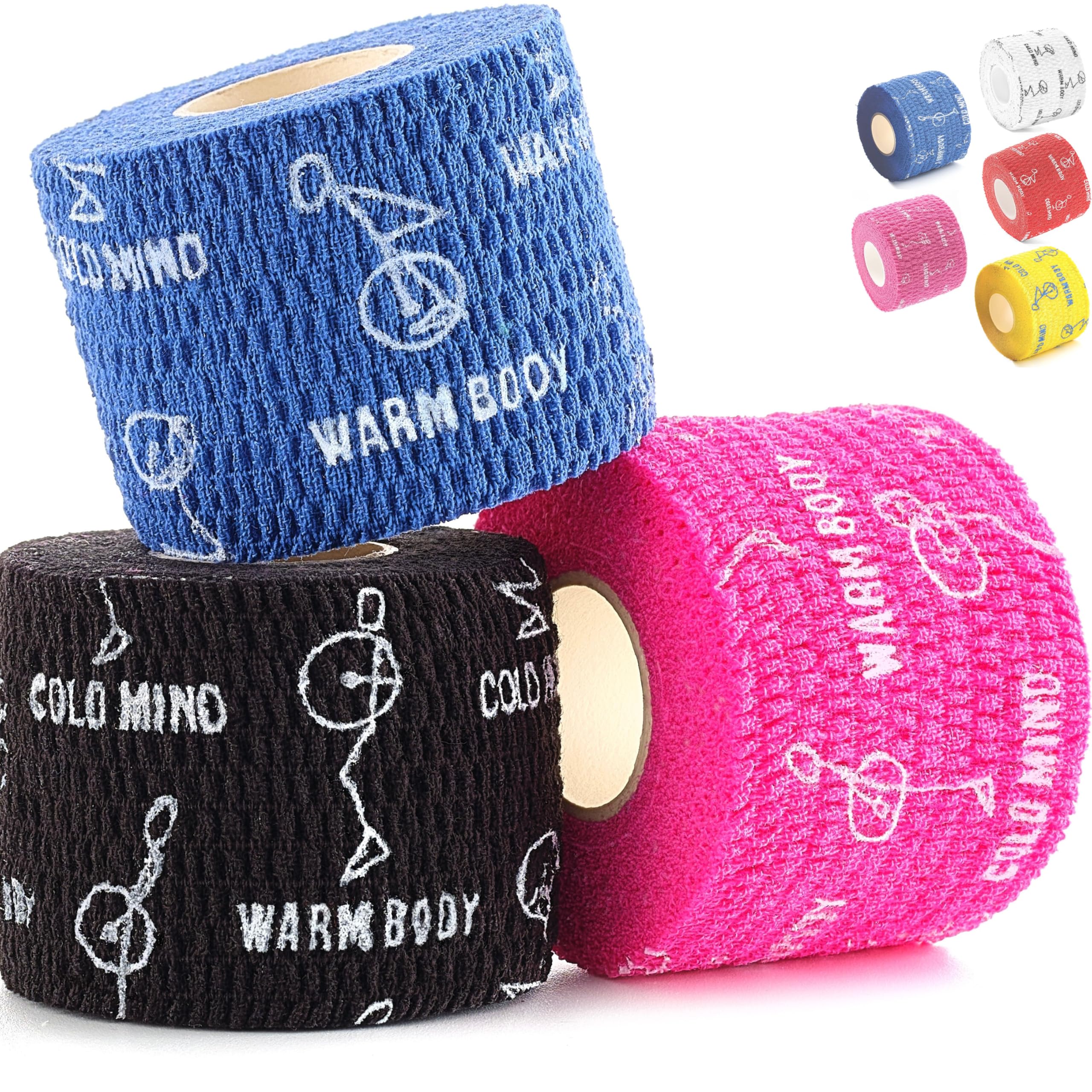Photo 1 of *Box damaged* WARM BODY COLD MIND 1.85" Weightlifting Thumb Tape - Hook Grip Tape for Powerlifting, Cross Training, Gym Tape, Workout, Weight Lifting Tape, Athletic Finger Wrap (Mix V2 3 Rolls)