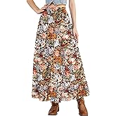 Womens Ruffle Maxi Skirts:Elastic High-Waist Pleated Long Skirt Fall Thick Chiffon Multi-Layer Skirts