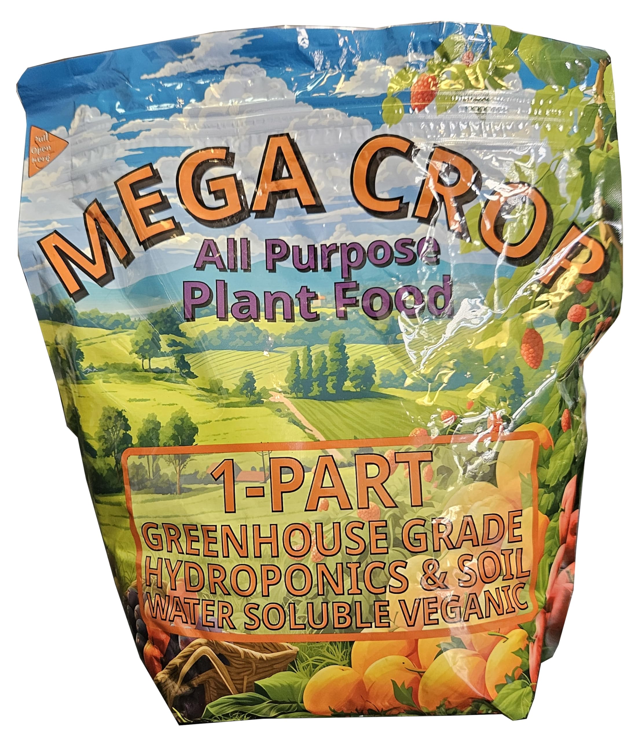 Mega Crop Nutriente base completo de 1 parte - Fertilizante hidropónico y de suelo para plantas con orgánicos - Fácil de usar para cosechas máximas - Rinde más de 500 galones