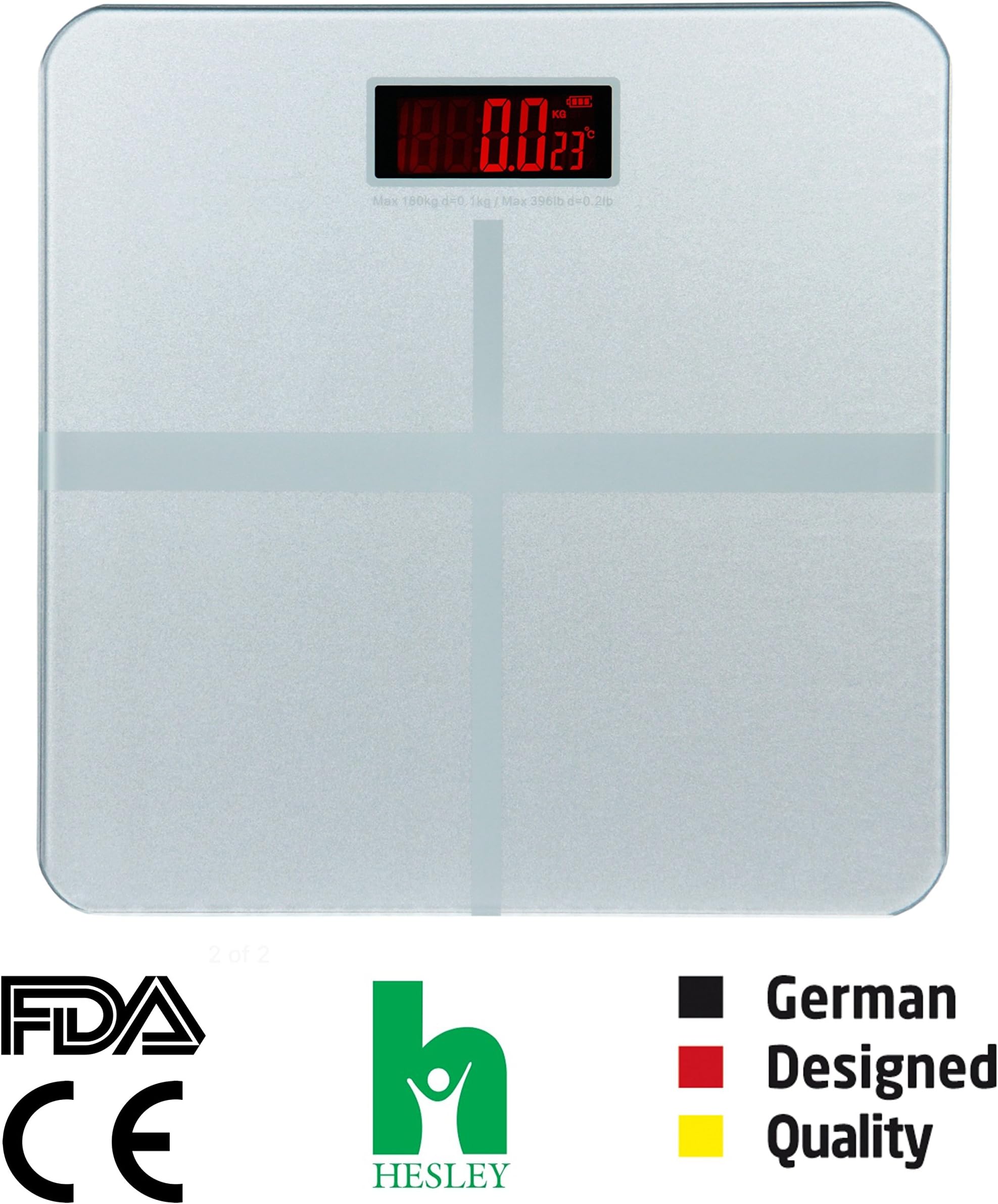 Hesley Weighing Scale/Weighing Machine with Step-On Technology, 180 kgs, SAL-002 Premium Silver series