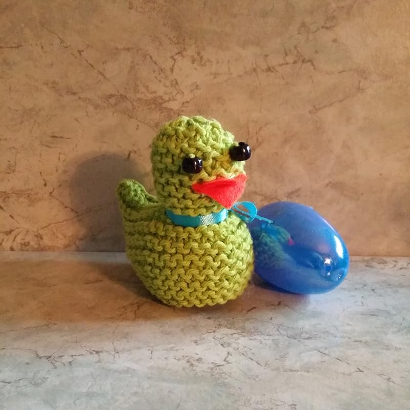 Easter Chick Plastic Fillable Egg Holder Hand Knit Cotton