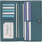 Bveyzi Ultra Slim Thin Leather RFID Blocking Credit Card Holder Bifold Clutch Wallets for Women