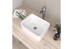 Mocoloo Vessel Sink Rectangle 16"x12" Rectangular Bathroom Vessel Sink White Porcelain Ceramic Lavatory Vanity Bowl Sinks Above Counter