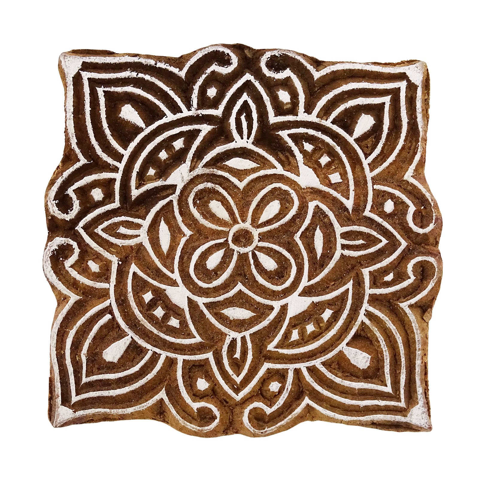 Knitwit Indian Decorative Floral Wooden Textile Stamps Wood New Indian Printing Block