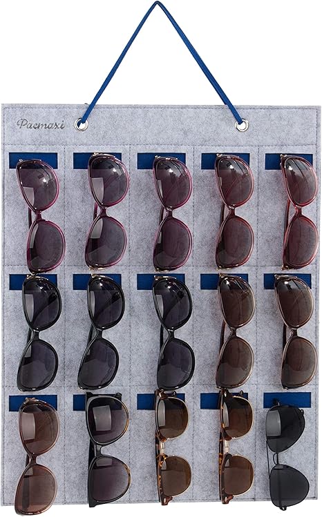 Amazon Pacmaxi サングラス メガネ 収納ケース 壁掛け フェルト製 15本 25本用 吊り上げ 軽量 折り畳み サングラス展示ケース 15本用 ロイヤルブルー グレー ウォールポケット オンライン通販