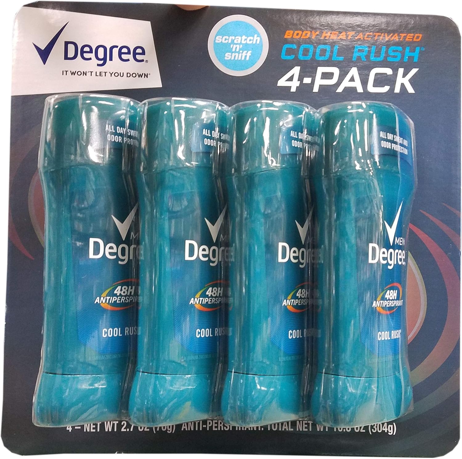 Degree Men Dry Protection Antiperspirant Deodorant Cool Rush 2.7 oz(Pack of 4)