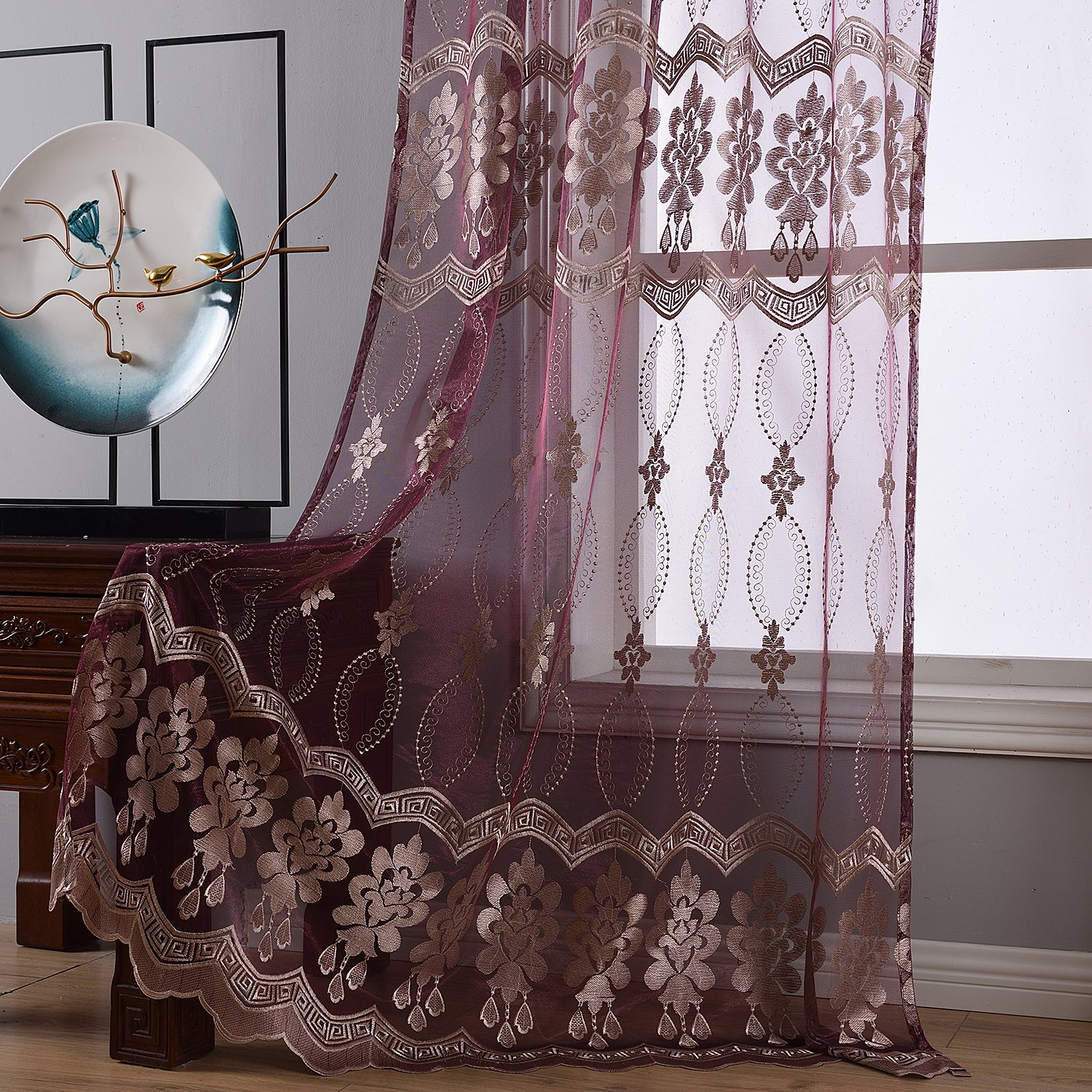 Voile für Schlafzimmer Wohnzimmer transparent BW0057 Hochwertiger