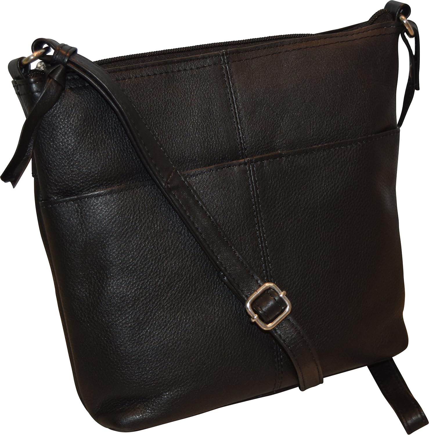 Fashion Women's Genuine Leather Bucket Crossbody Bag (Black II