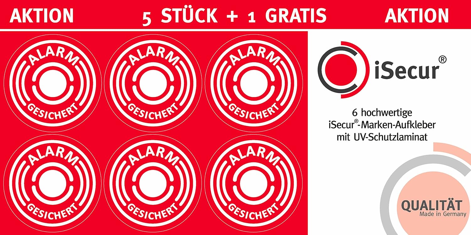 Set of 5 Alarm Secured Sticker I hin461 I Diameter 4 cm I Warning Building