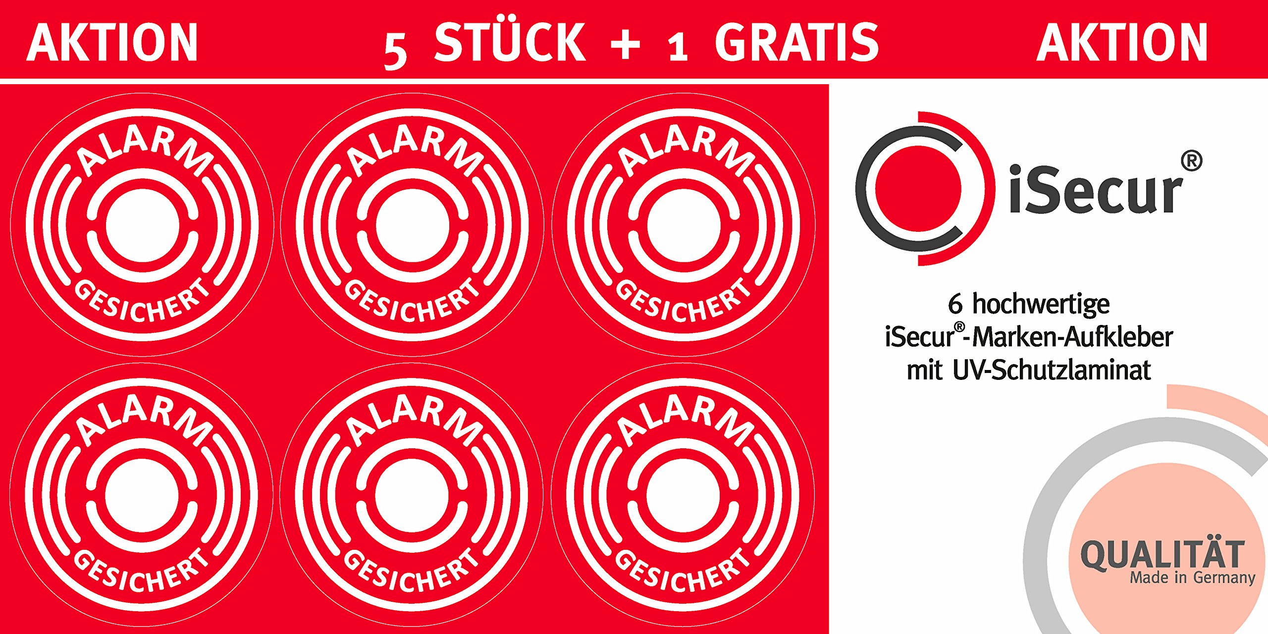 Set of 5 Alarm Secured Sticker I hin461 I Diameter 4 cm I Warning Building, Object Has Alarm System I for Window Pane, Door I Exterior Adhesive Weatherproof