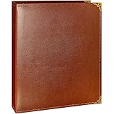 Beautyus Vintage Leather 3 Ring Binder, 1 Inch D Ring, Holds 8.5" x 11" Paper Letter Size, Brass Corner Protectors, Faux Leather Cover, Professional Office & School Binder (1 Pack, Coffee, 1 Inch)