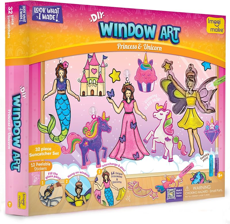 Imagimake Window Art Princess Unicorn Mermaid Craft Kit 32 Suncatchers
