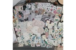 Prstincol Vintage Junk Journal Supplies, 170 Pcs Scrapbook Supplies, Aesthetic Decorative Papers Scrapbook Papers, Scrapbook Stickers, Round Lace Papers for Bullet Journals Collages Craft Projects