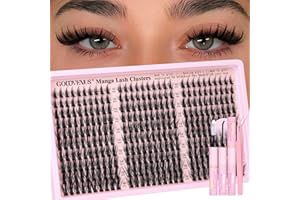 Goddvenus Manga Lash Clusters Kit Natural 300 Pcs Cluster Eyelash Extensions Kit Wispy Fairy Fluffy Eyelash Clusters Anime Cosplay Individual Lash Extensions Kit CC Curve 10-16mm