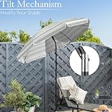 CHRISTOW Beach Umbrella 2m Tilting Parasol UV 30+ with Bag Sage White view 5