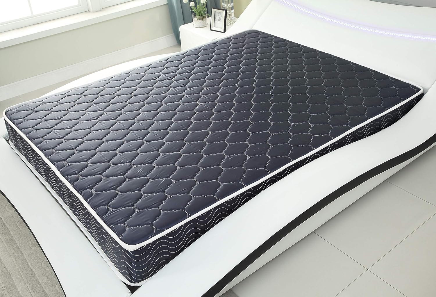 AC Pacific 6" Foam Mattress Covered in a Stylish Navy Blue Waterproof Fabric, Twin, Navy Blue: Furniture & Decor